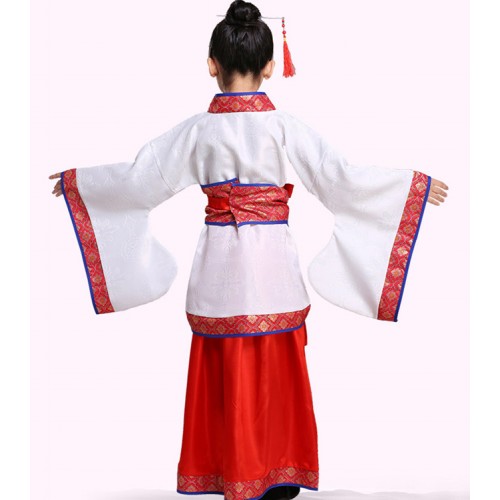 Hanfu chinese folk dance costumes for kids boys girls kimono cosplay dress school stage performance drama cosplay dresses